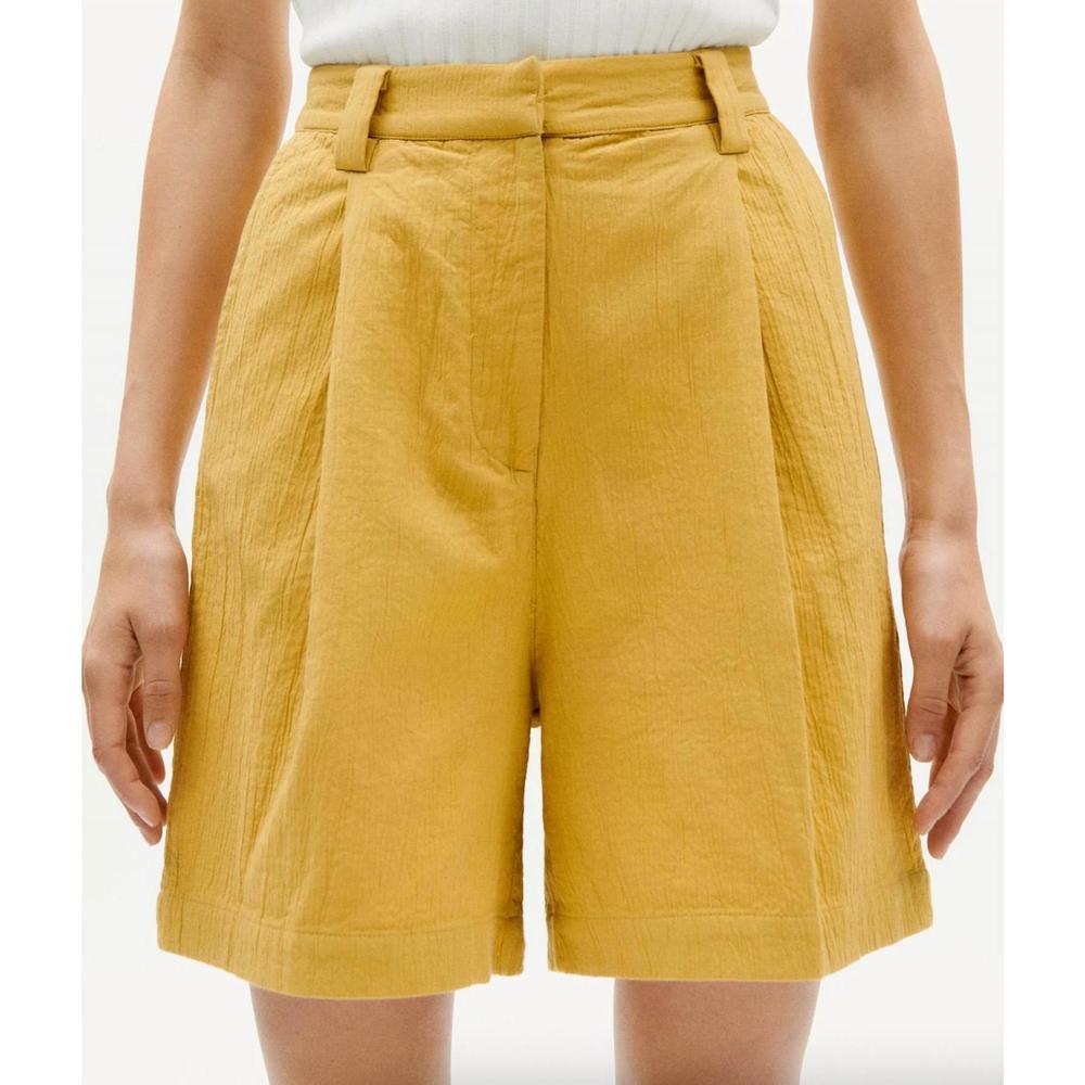 NEW THINKING MU lia cotton bermuda shorts in yellow